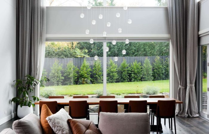 living room overlooking a garden at a custom built melbourne home